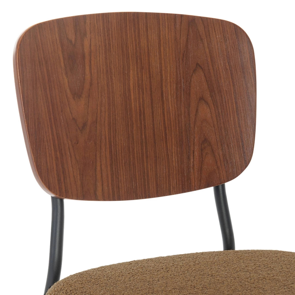 Set 2 sedie bouclé struttura in legno con gambe in metallo, mostarda