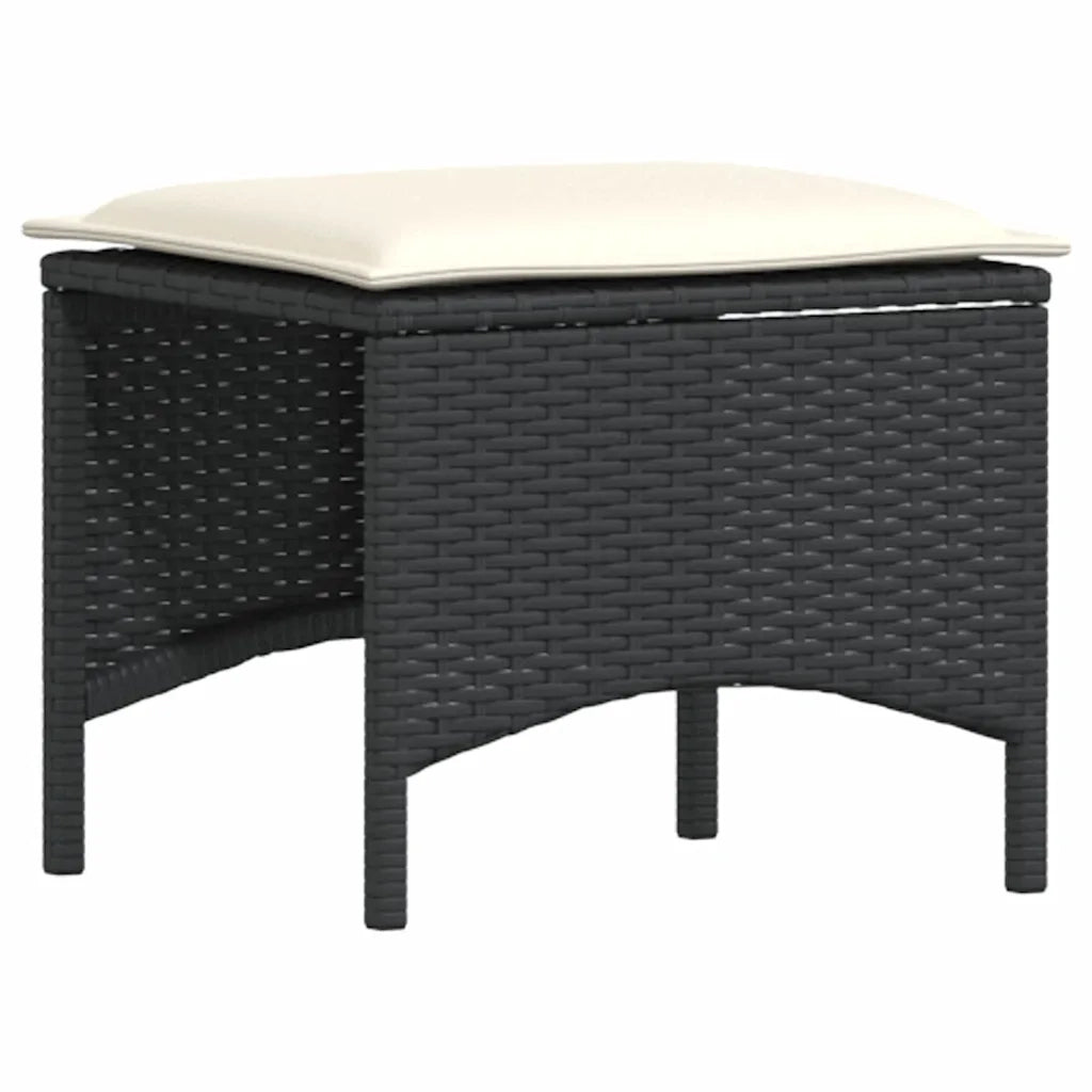 Set da Pranzo da Giardino 3 pz | Set Salotto da Giardino con Cuscini Nero in Polyrattan