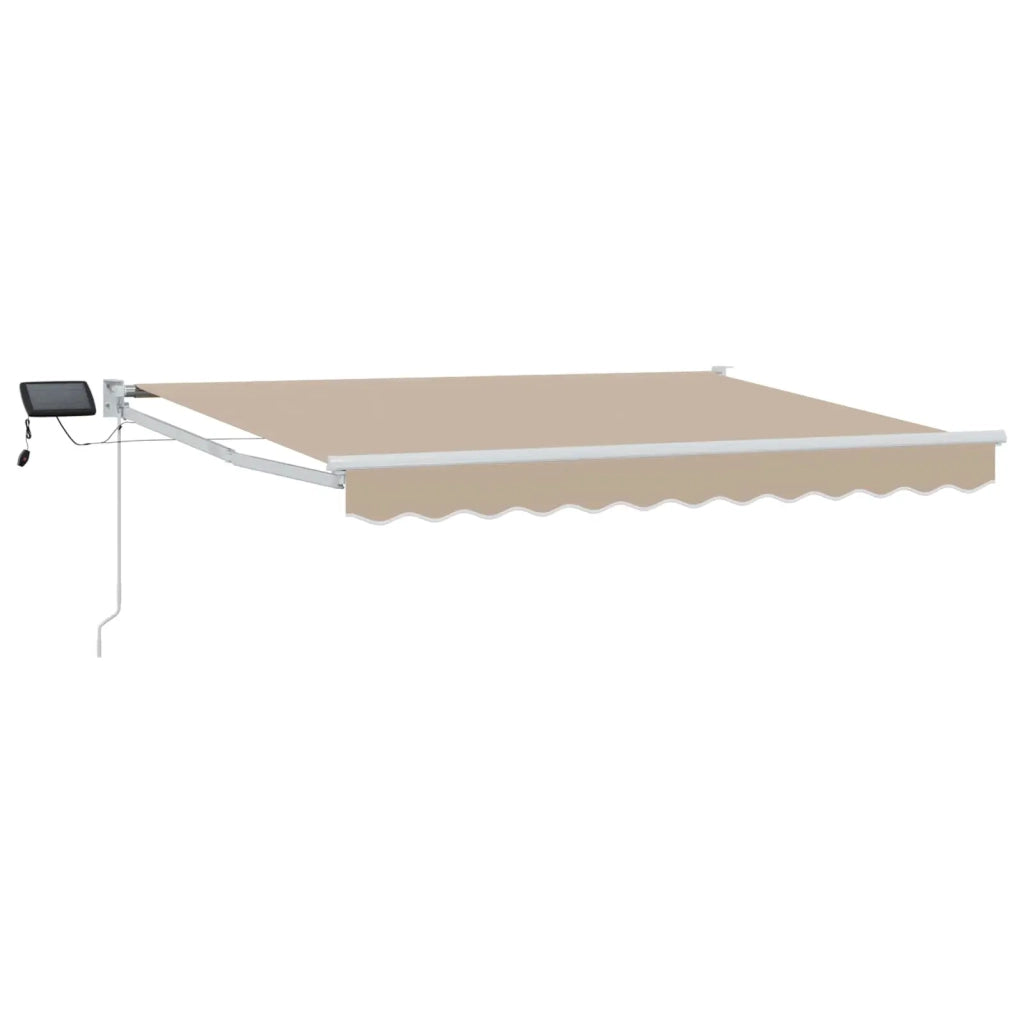 Tenda da Sole | Tenda retrattile manuale con LED Beige e Bianco 3,5 x 2 m