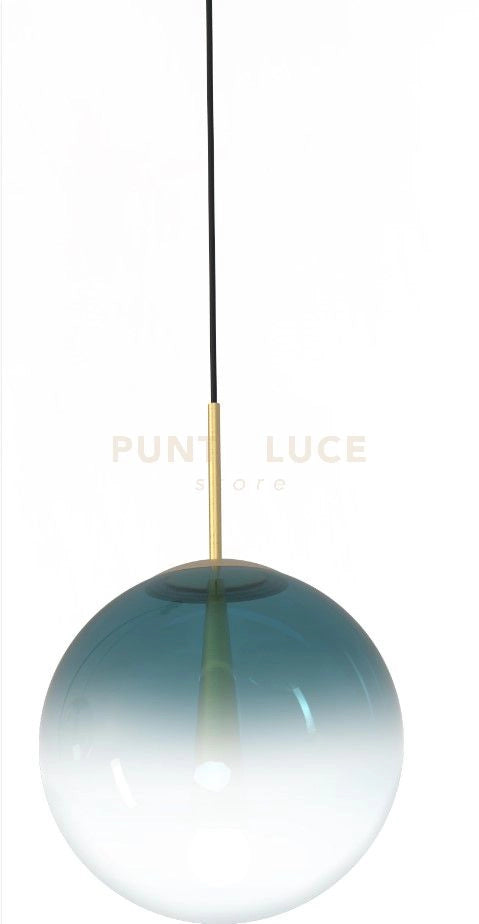 EVA-25 P Lampadario a sospensione in vetro 1 luce petrolio d.25cm cavo in tessuto attacco E27 senza base