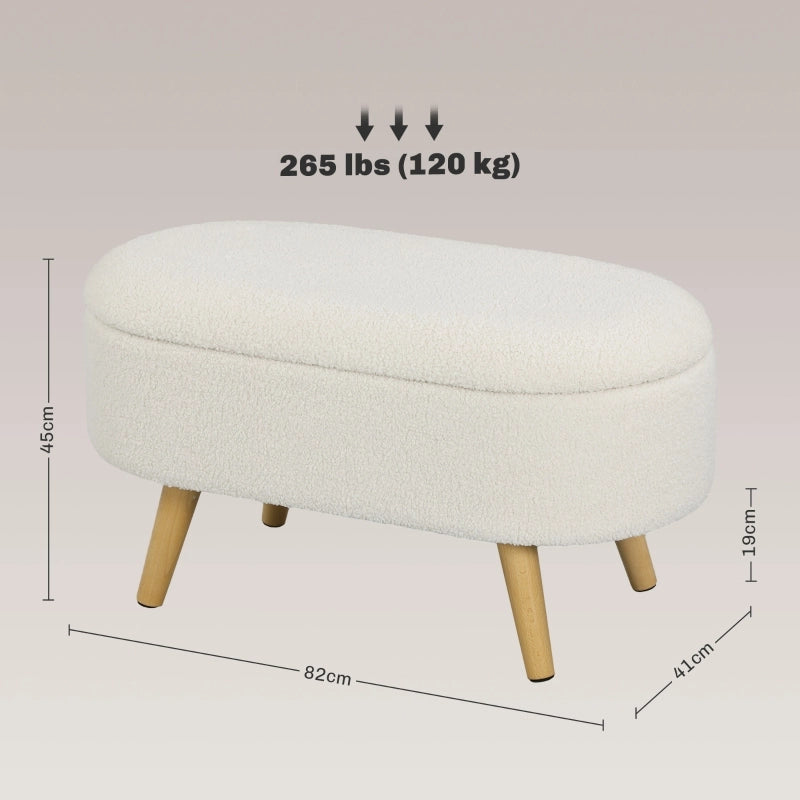 Panca contenitore con vano nascosto e seduta imbottita in poliestere con gambe in legno di pino bianco 82 × 41 × 45 cm