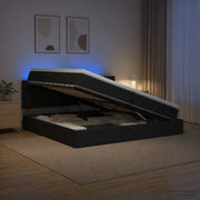 Letto con contenitore LED e materasso Nero 200 x 200 cm Tessuto 3459086