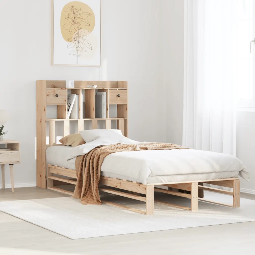Letto Libreria senza Materasso 100x200 cm in Legno di Pino 3323953