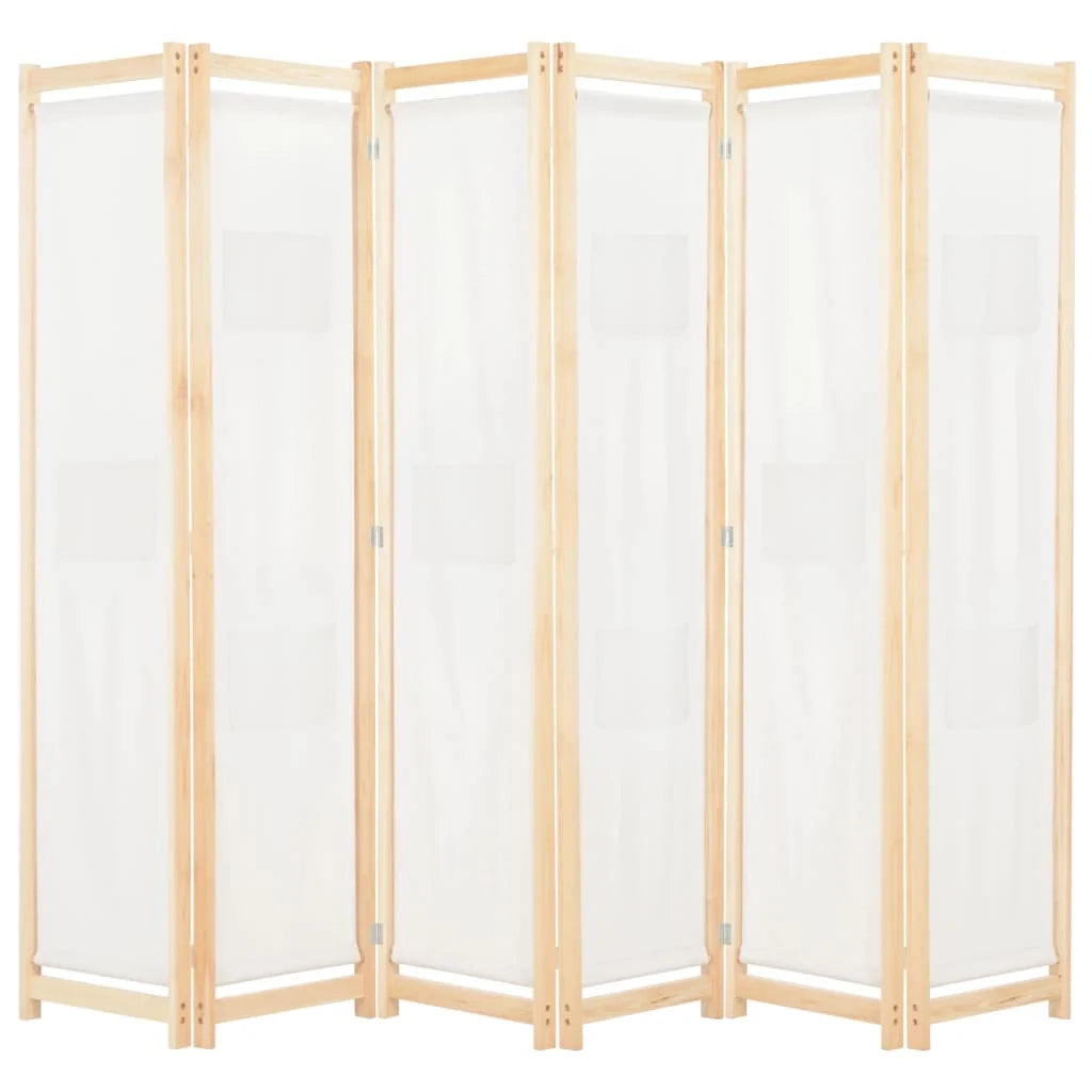 Paravento divisorio divisorio mobile decorativo 6 pannelli crema 240 x 170 x 4 cm tessuto 0802082