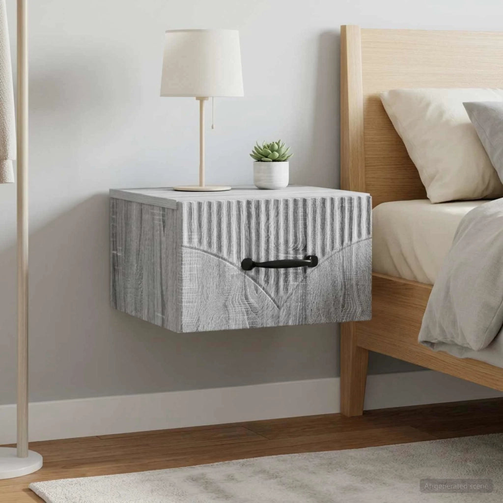 Mobiletto da notte a muro 2 pcs Grigio Sonoma 34,5 x 33 x 20 cm 898948