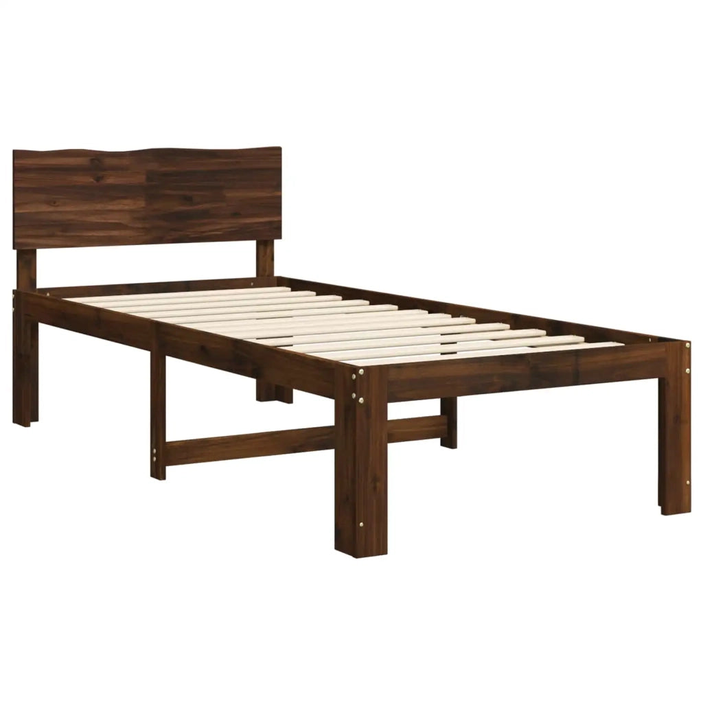 Letto Singolo con Testiera ROSTOCK Marrone Scuro 100 x 200 cm 903458