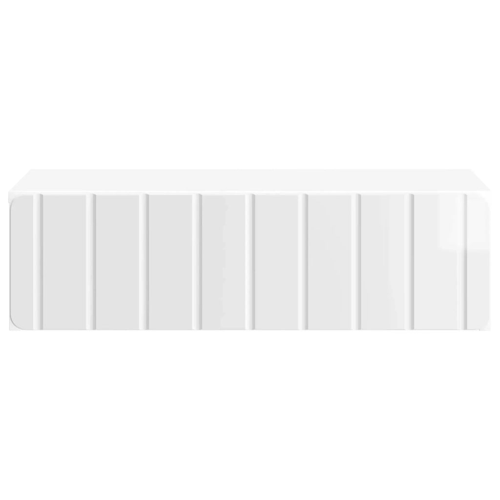 Tavolino da Parete Laterale Bianco Lucido 59 x 34,5 x 17 cm 898319