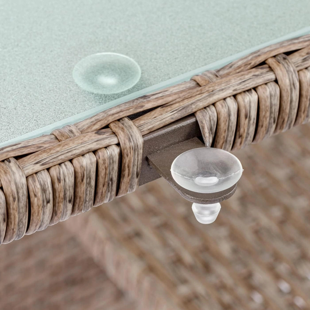 Tavolo da Giardino in Polyrattan 190x90x74cm con Ripiano in Vetro Altezza Regolabile da Pranzo per Terrazza Esterno