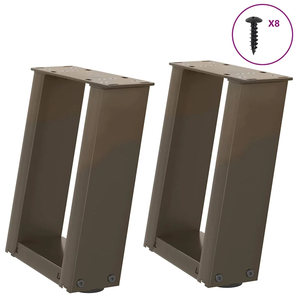 Set di 2 gambe per tavolino da caffè angolate a forma di U dal design moderno 30 x 30 cm con piedini livellatori in acciaio naturale 02_0057024