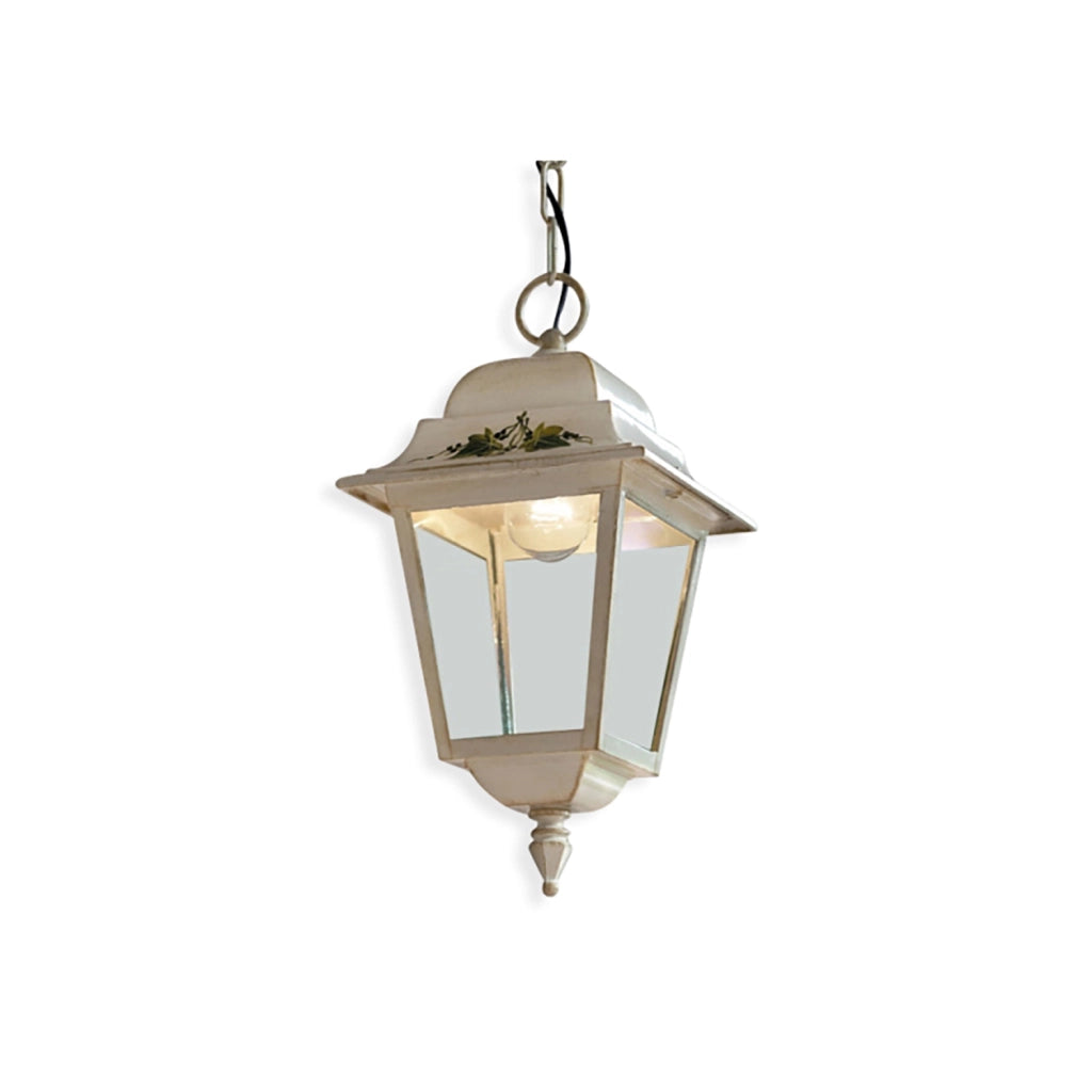 Sospensione Classica Esterno Gorizia Metallo Ceramica Bianco Sfumato 1 Luce E27