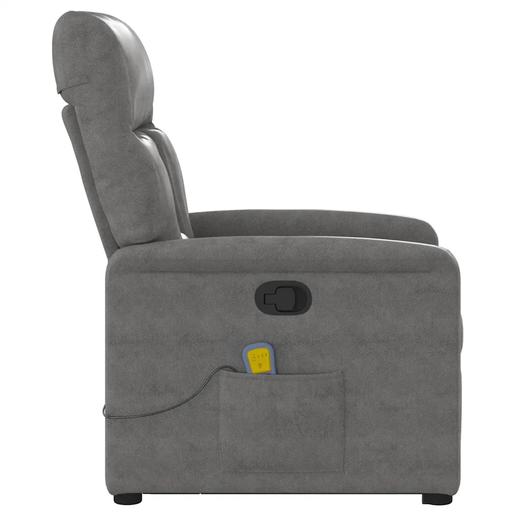Poltrona a Rialzo Massaggi Reclinante Grigio Scuro Microfibra 3303096