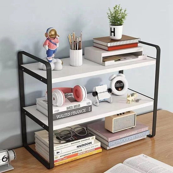 Cassettiere in legno - Organizzazione ufficio - 2 piani - Bianco + Nero