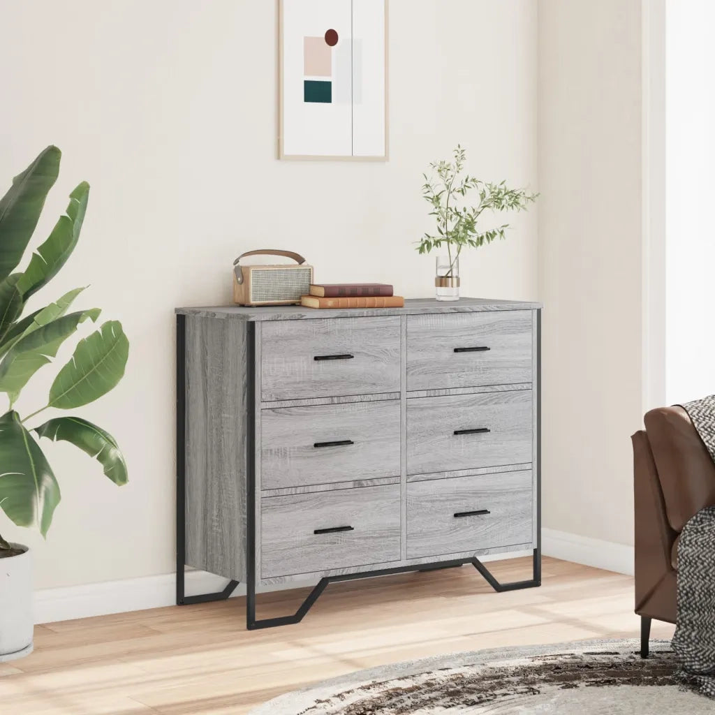 Cassettiera Grigio Sonoma 91x35,5x74,5 cm in Truciolato