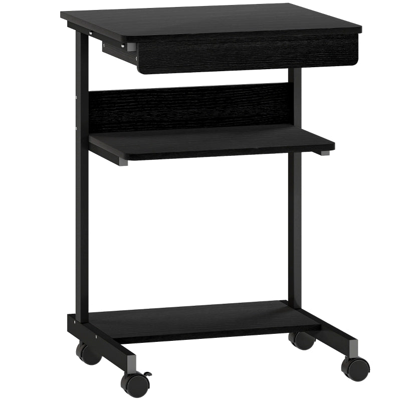 SCRIVANIA PC Compatta 56x51 cm Nera con cassetto e ripiani