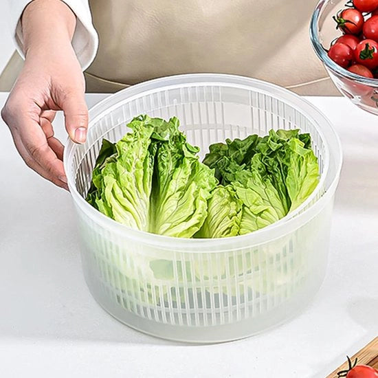 Slanciatrice con coperchio, slanciatrice con trasmissione idraulica e contenitore per 3 litri di foglie di lattuga e setaccio, aiutante per la preparazione di insalate, verdure e frutta (22,5 cm x 15 cm)