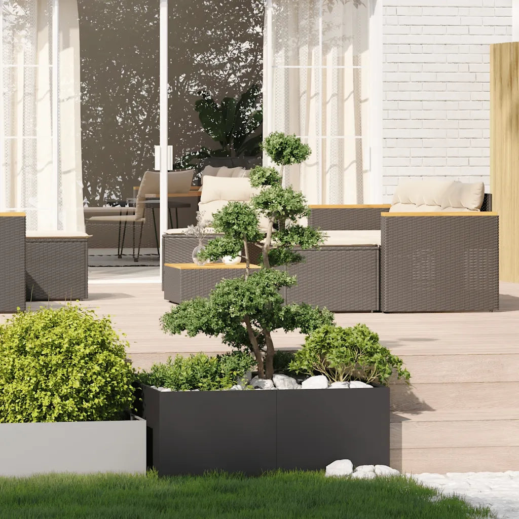 Fioriera | Cassetta per fiori | Vaso Nera 100x100x40 cm in Acciaio