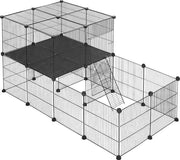 Recinzione per Animali con Estensione Extra - Per Cuccioli, Gattini & Conigli - Recinzione, recinti per animali, abitacolo per animali - Plastica & Metallo - Nero