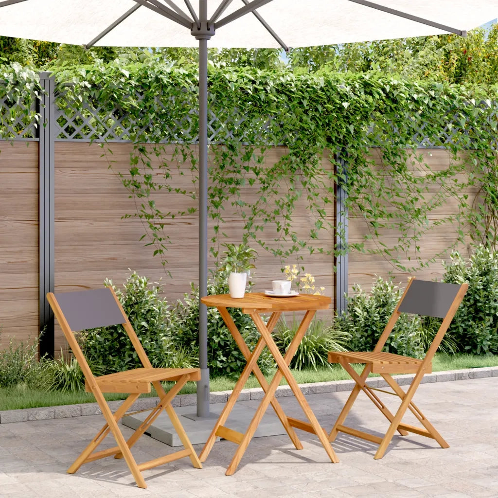 Set da Bistrot 3pz Antracite in Tessuto e Legno Massello 3281749