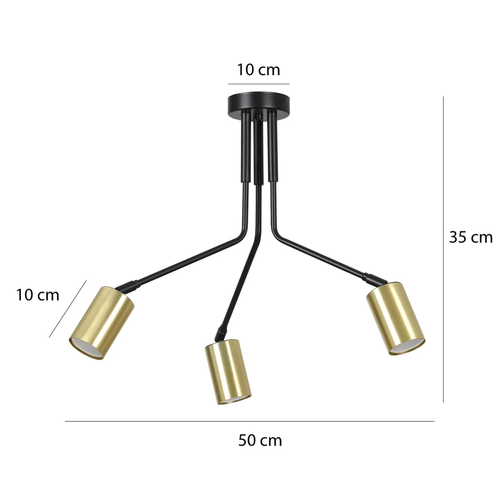 Plafoniera Minimal Tenjin Acciaio Nero 3 Luci Gu10 Ip20
