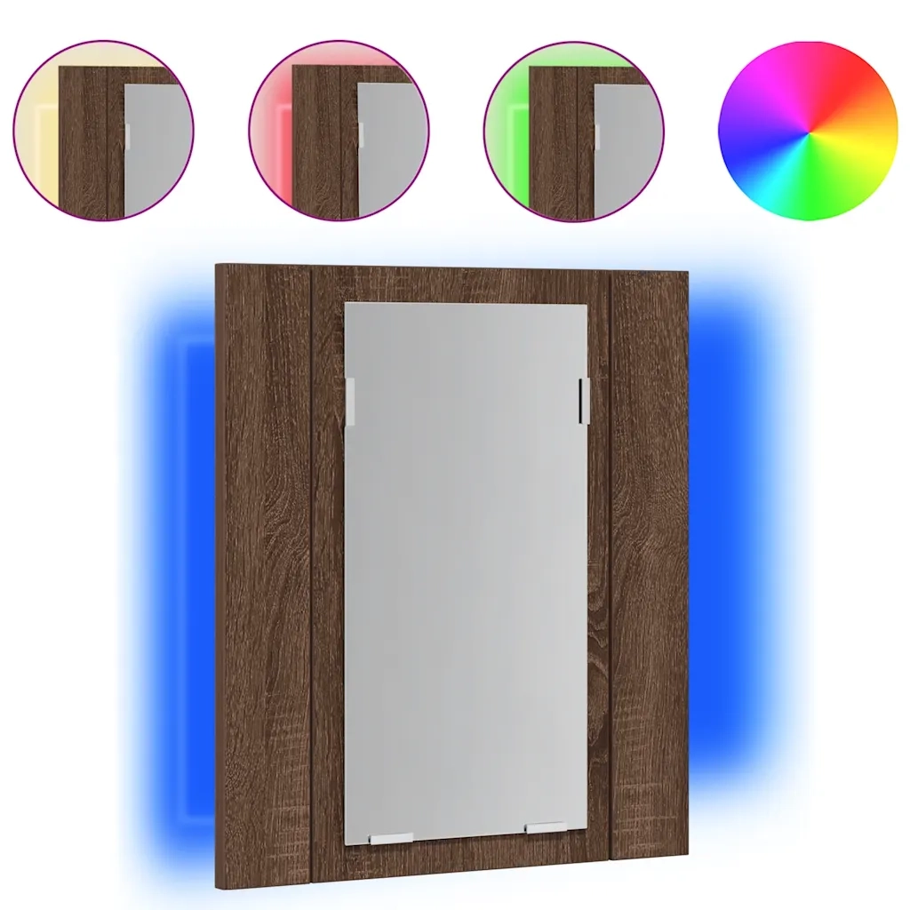 Mobile Bagno Specchio LED Rovere Marrone 40x12x45cm Multistratocod mxl 74441