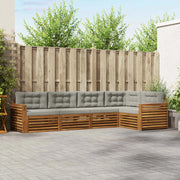 Set di divani da esterno 5 pcs Grigio Naturale e Chiaro