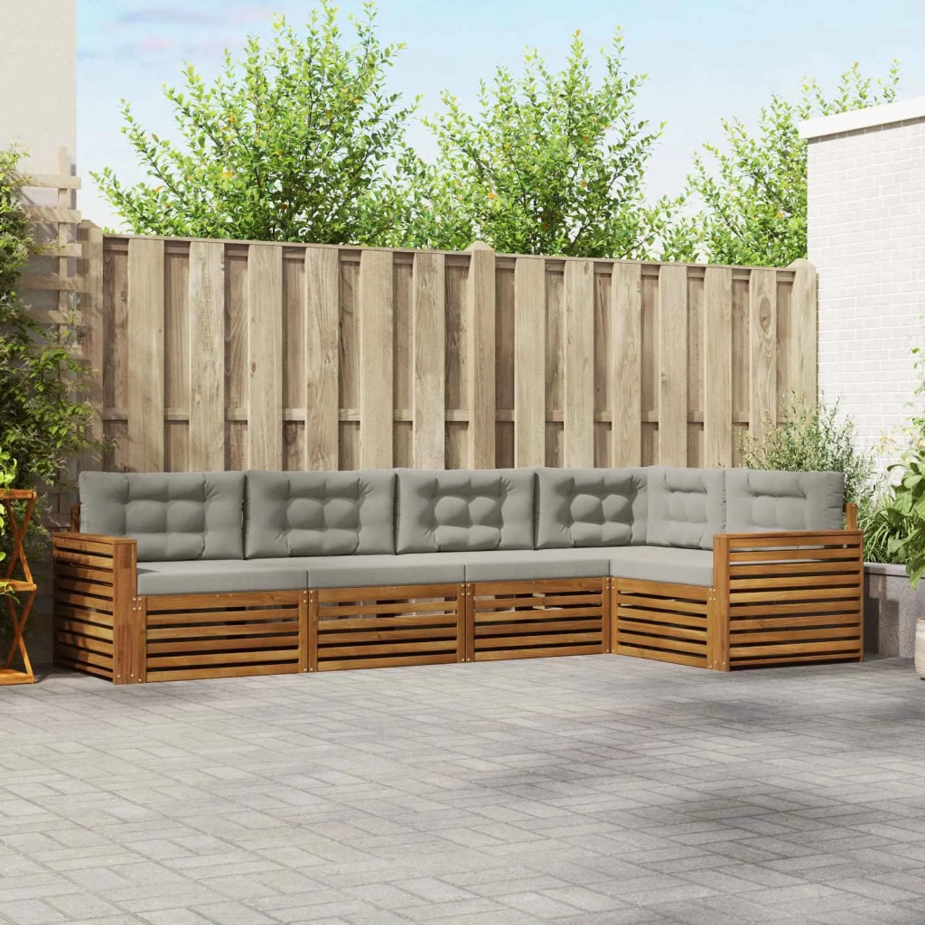Set di divani da esterno 5 pcs Grigio Naturale e Chiaro
