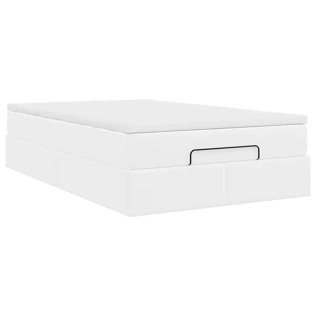 Struttura Letto Pouf con Materasso Bianco 120x190 cm Similpelle 3311027