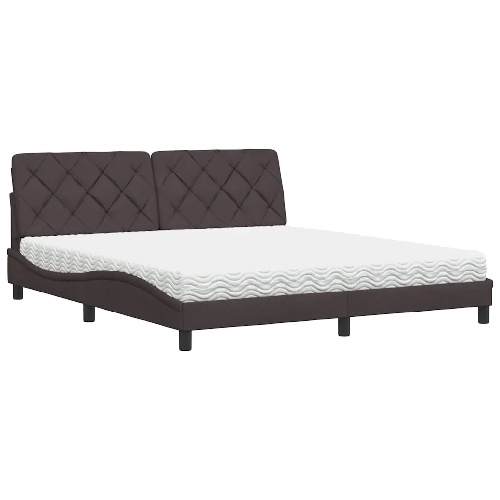 Letto con Materasso Marrone Scuro 180x200cm Tessuto 3310758