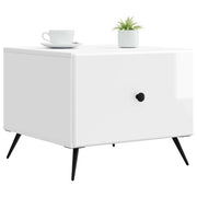 Tavolino da salotto | Tavolino da caff¨¨ | Tavolino da Soggiorno con cassetto Bianco Lucido 49 x 50 x 40 cm