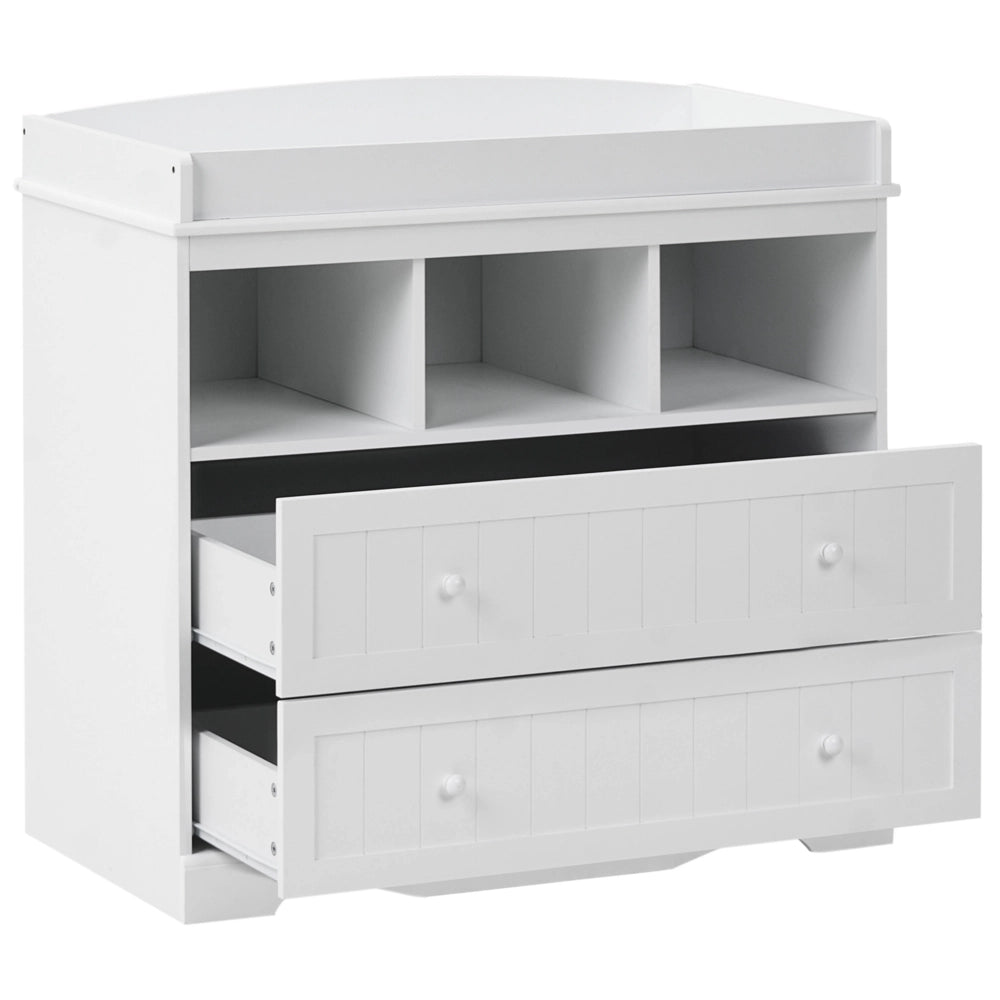 Fasciatoio con ripiani e cassetti in MDF bianco per cameretta stile moderno