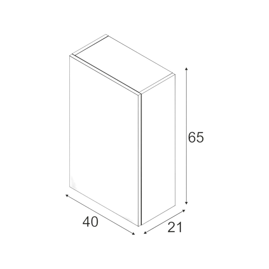 Mobile Pensile Bagno Andaluso, Mobile colonna per bagno, Armadietto sospeso, colore Bianco lucido, cm 40x21h65 - 1 anta