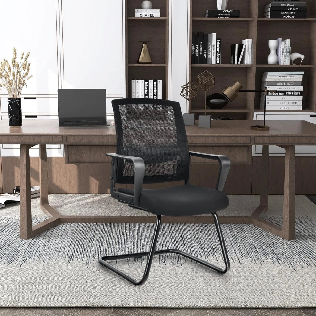 Sedia da ufficio, per riunioni e riunioni, ergonomica, con braccioli e supporto lombare, struttura in metallo, portata fino a 136 kg, seduta imbottita