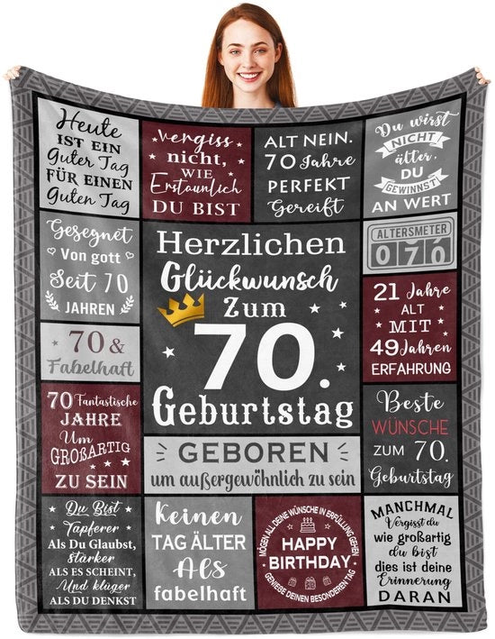Regalo per il 70° compleanno uomo, idee regalo per uomini, decorazione per il 70° compleanno uomo, coperta per il 70° compleanno uomo 150x130CM