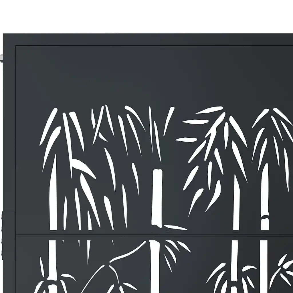 Cancello da giardino antracite 100x75 cm in acciaio e bambù 153178