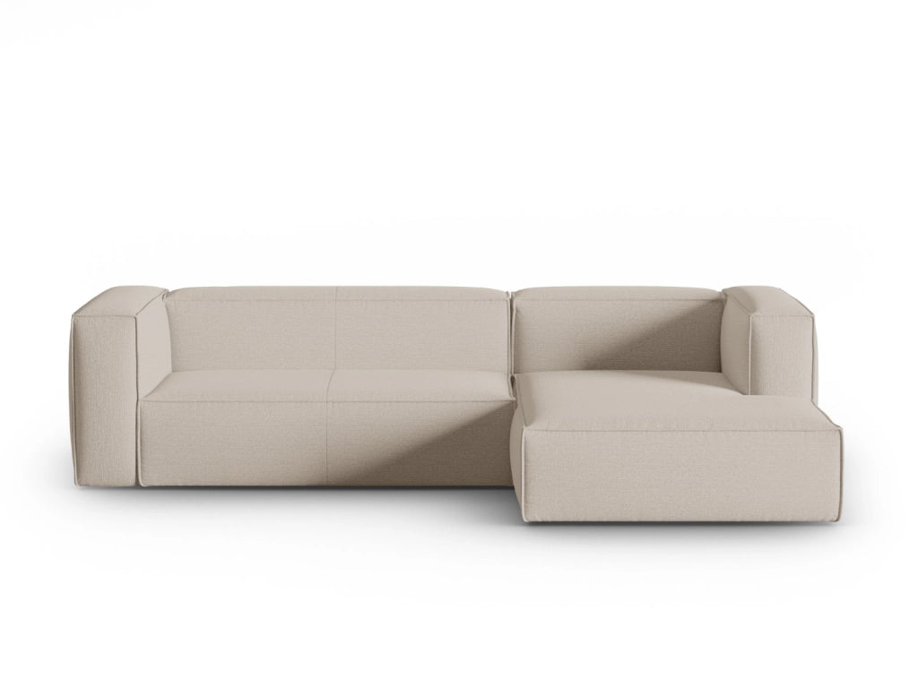 Cosmopolitan Design - Divano angolare destro "Mackay" 4 posti in velluto strutturato beige 