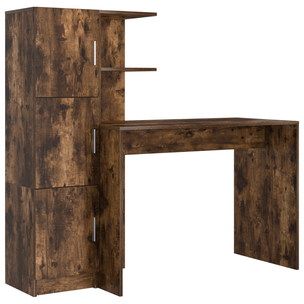 Scrivania con Archiviazione Rovere Affumicato Legno Ingegnerizzato