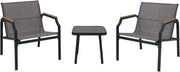 Set di mobili da giardino 3 pezzi, 2 sedie con braccioli e 1 tavolino da caffè, tessuto rimovibile e telaio in metallo, set da bistrot per balcone, patio, terrazza