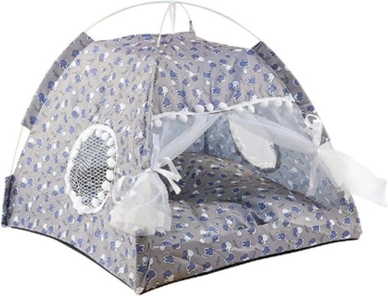 Tent per Cani con Finestra a Maglia - Colori Vivaci - Respirazione Lenta - Adatto per Interno e Esterno - Grigio.