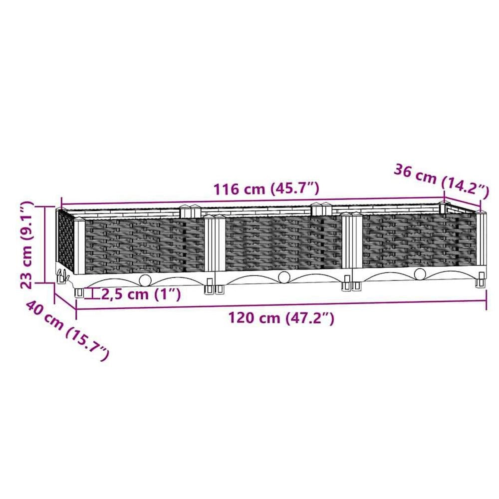 Raised Bed 120x40x23 Cm Polypropylene