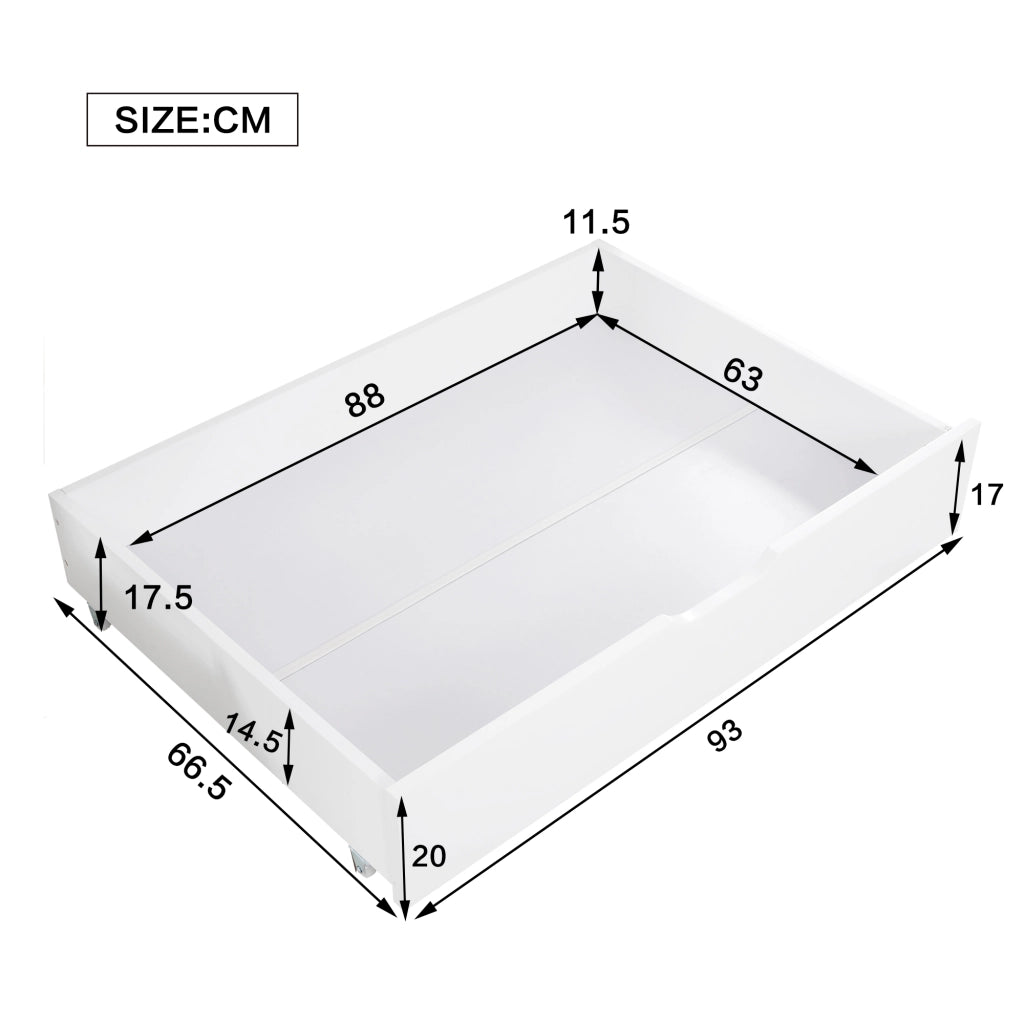 cassetti per letto mdf bianco 93 x 66.5 cm