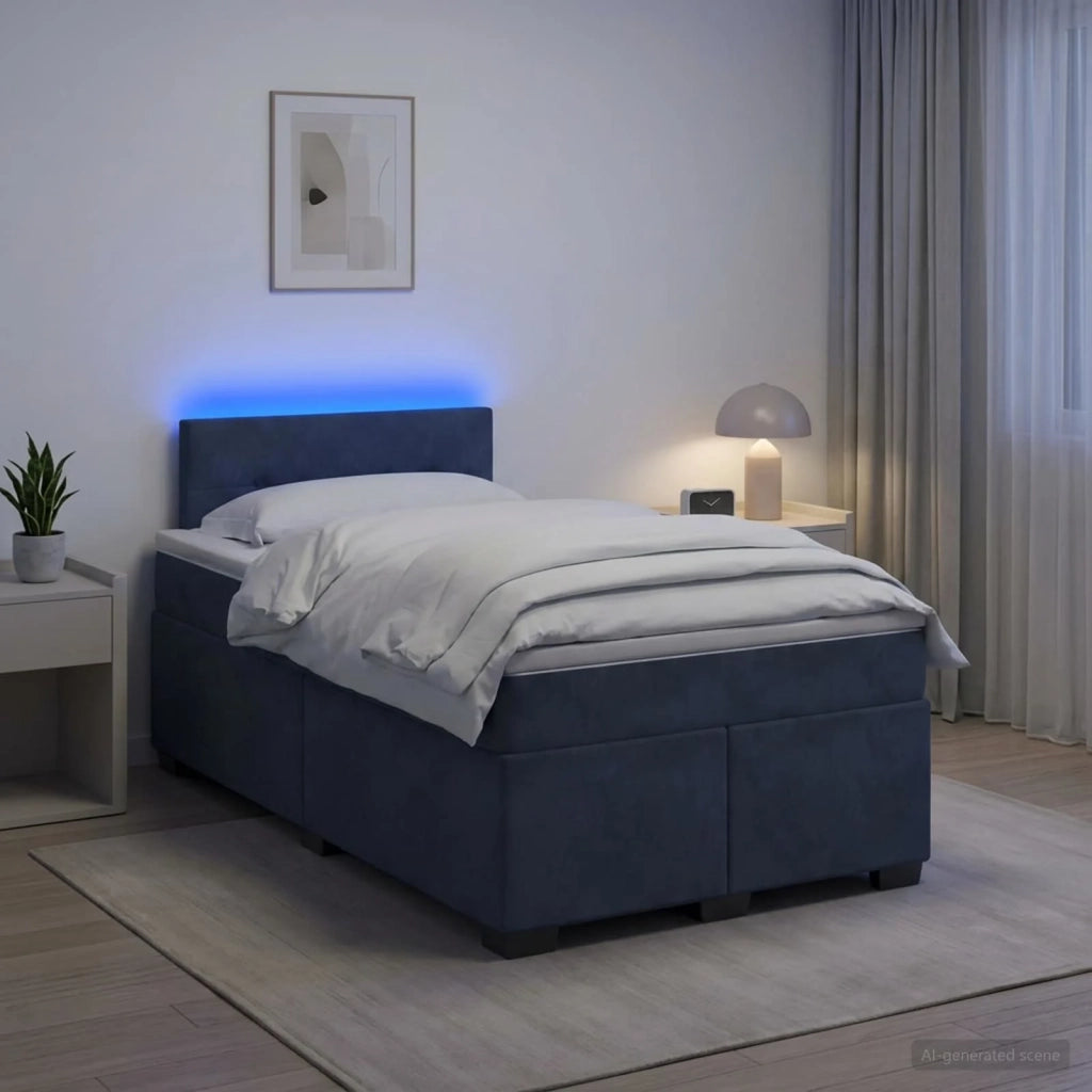 Letto con Box Spring, Materasso e LED Grigio Scuro 120 x 200 cm 3452157