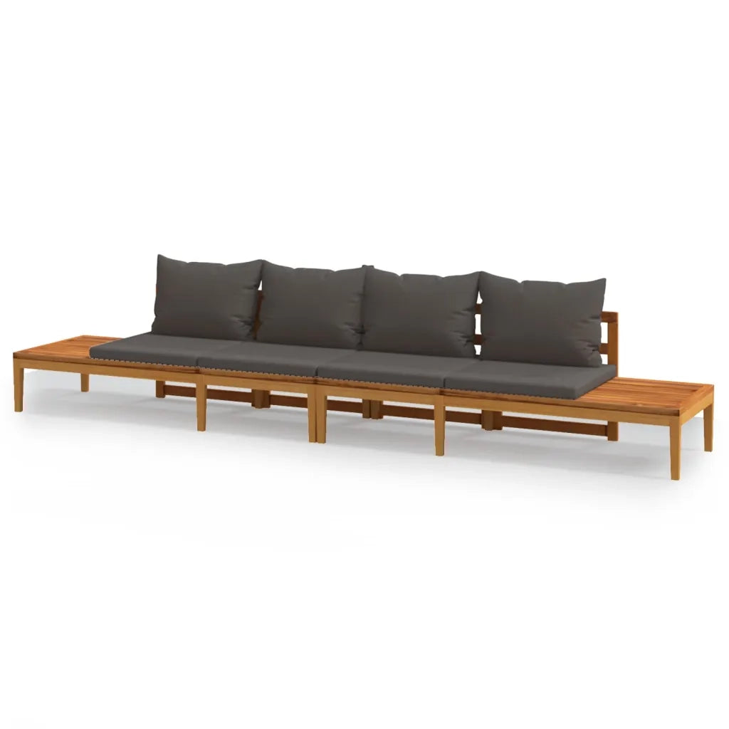 Panche da Giardino con Cuscini Grigio Scuro 2pz Legno di Acacia 3087281