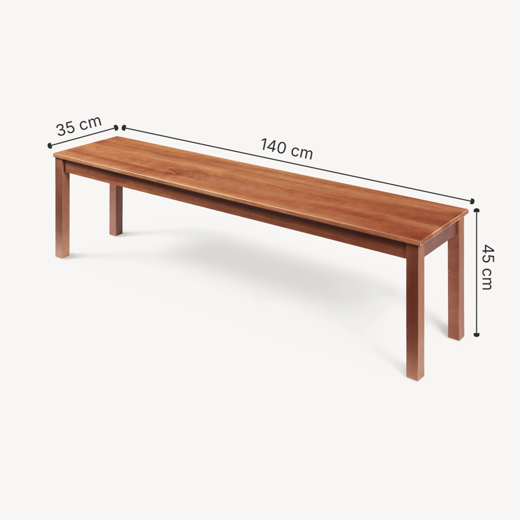 Panca da Tavolo Pranzo Trerunulu in Legno di Pino 140 x 35 x 45 cm - Effetto Noce [en.casa]