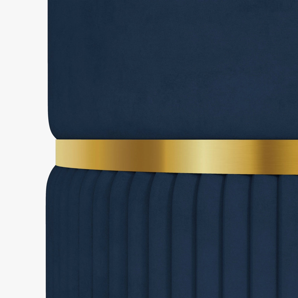 Pouf con contenitore in velluto rigato ¨C zephmum ¨C blu 36x36x44 cm