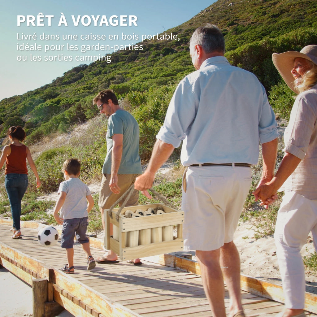 Gioco Bowling Finlandese ¨C Xylo ¨C Legno Pino 12 Birilli Outdoor con Custodia