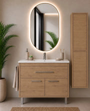 Mobile bagno con lavabo ORIGENBATH BAHIA senza specchio 90x45 cm estepa con colonna