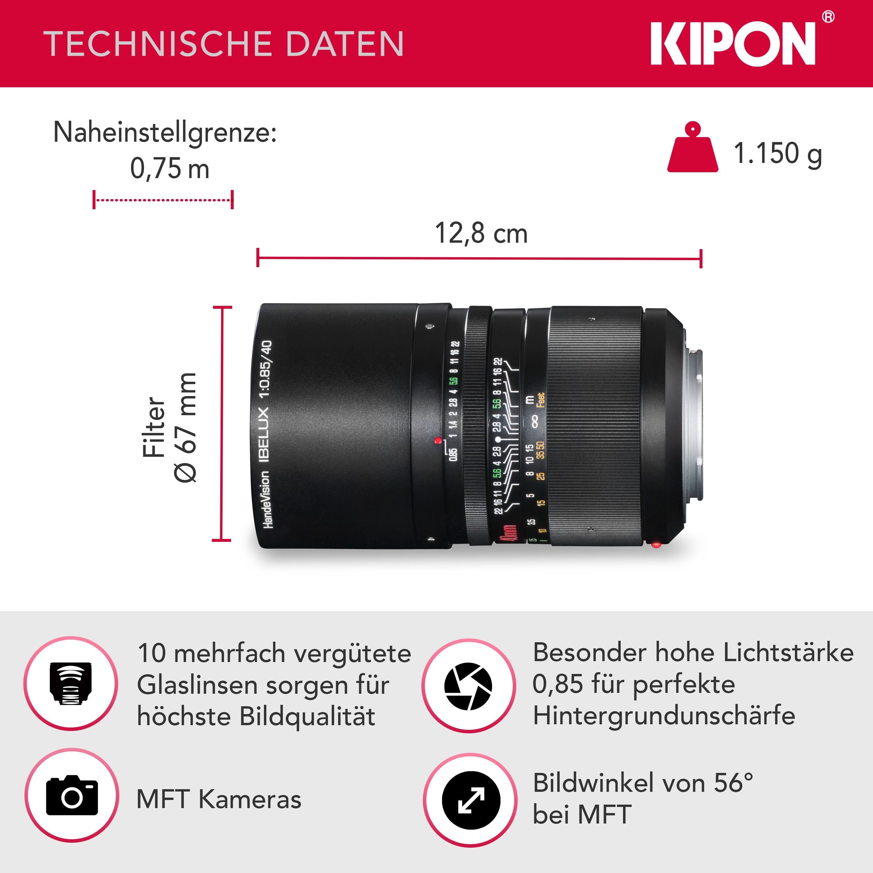 Handevision Ibelux 40mm F0,85 APS-C MFT nero