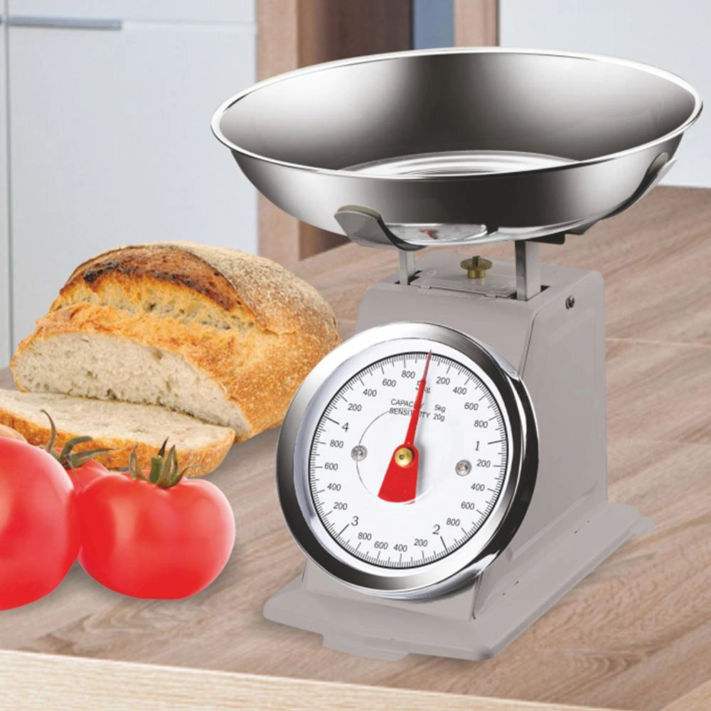 Bilancia Meccanica Analogica da Cucina in Metallo Atlas Vintage 5Kg Grigio