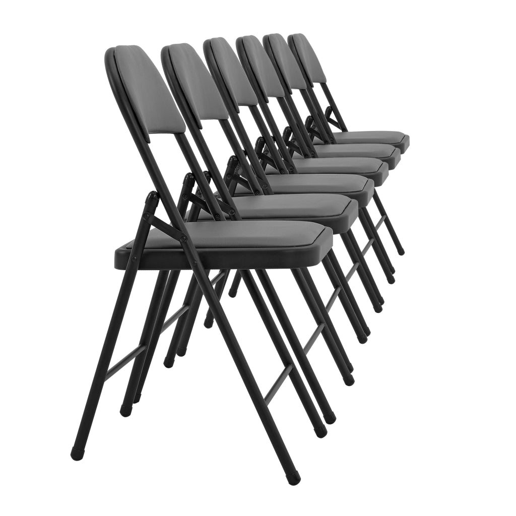 Set di 6 Sedie Pieghevoli da Conferenza con Telaio in Metallo 80 x 46 x 50 cm - Grigio pro.tec