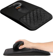 Panno da mouse ergonomico con supporto per cavo del gomito – pelle PU, schiuma di memoria, antiscivolo – impermeabile – design massaggio per computer – nero